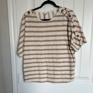 ❤️PerSeption Concept Beige and Cream Striped Blouse